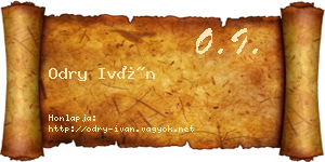 Odry Iván névjegykártya